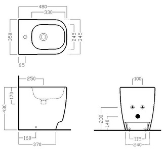 Биде напольное 48х35см, (крепл. к полу в компл.) FUSION Q ZZ Hatria Fusion Q YXC901