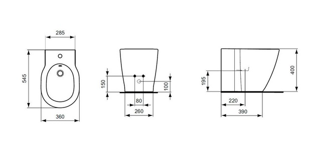 Биде напольное, крепеж в комплекте,  ZZ Ideal Standard Connect E799501