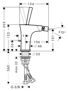 Смеситель для биде, с д/к, (цв.белый/хром),  KL Hansgrohe PuraVida 15270400