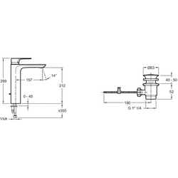 Смеситель для раковины , высокий, донный клапан в комплекте, хром Jacob Delafon Aleo+ E72337-CP