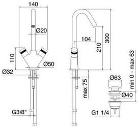 Смеситель для раковины, на 1 отв., пробка слива в компл., (цв. хром) X-Changle xr ZZ