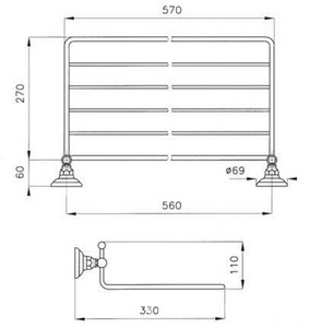 Полочка-решётка для полотенец 57х34см, (цв. бронза),  ZZ Nicolazzi Teide 1499 BZ 05