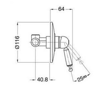 Смеситель для душа, встаиваемый в стену, (цв. хром, ручка цв. белый),  ZZ Gaia Canterbury RB 6330 CR