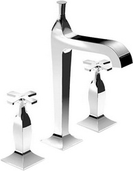 Смеситель для раковины на 3 отв., ручки "Крест", "Высокий" излив, с д/к, (цв.хром), Bellagio ZZ