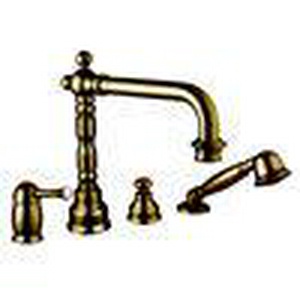 Смеситель для ванны, встраиваемый, на 4 отв., лейка, шланг в компл., (цв. бронза),  ZZ Gaia Aston RB 6455 BR