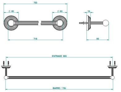 Полотенцедержатель 700мм (цв. золото (Dore))  ZZ THG Cygne G31-F01-00514
