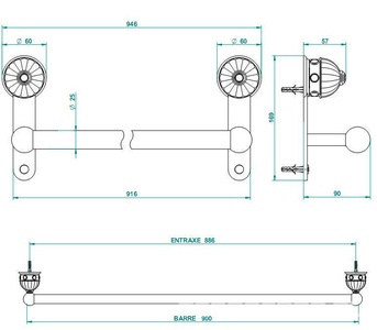 Полотенцедержатель 900мм (цв. золото (Dore))  ZZ THG Cygne G31-F01-00526