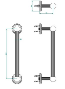 Поручень / полотенцедержатель 300мм (цв. золото (Dore))  ZZ THG Cygne G31-F01-00527