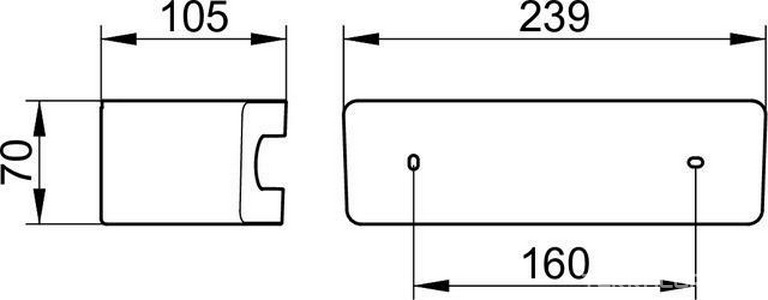 Полочка для ванны/душа прямоуг., с внутр. пластиковой вставкой, 239х105хh70мм, (цв.хром), Keuco Keuco Универсал 11658 010000