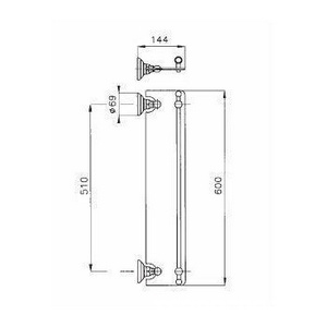 Полочка 60см, (стекло, держатели цв. бронза),  ZZ Nicolazzi Teide 1480 BZ 05