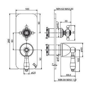 Смеситель для душа, встраиваемый в стену, с переключ. на 3 потреб., (внешняя часть, БЕЗ внутренней части арт.F3000), (цв. хром),  ZZ Fima Carlo Frattini Herend F5409X6CR