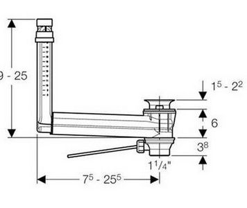 Система скрытого слива-перелива Clou, для раковин/биде без переливного отверстия, (пластик цв. белый, крышка цв. хром), Geberit Geberit Универсал 152.018.00.1