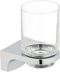 Стакан настенный с держателем (цв. хром/стекло прозр.) Cult XX