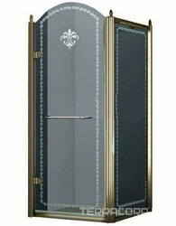Душевой уголок 900х900хh2116мм, квадрат, "Левый" распаш. дверь слева, с неподв.стенкой (стекло матовое с прозр/узором, 8мм, фурн/бронза), Retro XX