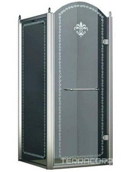 Душевой уголок 900х900хh2116мм, квадрат, "Правый" распаш. дверь справа, с неподв.стенкой (стекло прозрачное с мат/узором, 8мм, фурн/хром), Retro XX