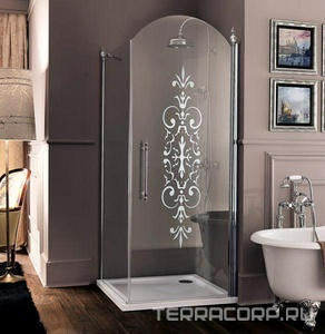 Стенка боковая 100хh187,5см, прав/лев, устан. с дверью, (стекло матовое с прозр. декором, профиль цв.бронза, 1 декор. элем. KDT03BRX)  ZZ Samo Dolce Vita BS9884 BRX R6 100 + KDT03BRX