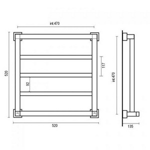Полотенцесушитель 520хh520х135мм, подвод воды int.470мм, (цв.хром), краны, крепёж в компл., (ГВС, 6 bar) Margaroli 710/3 ZZ Margaroli Quadri 710/3 CR