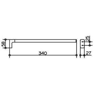 Полотенцедержатель одинарный торцевой 340мм, (цв. хром),  ZZ Keuco Moll 12722 010000