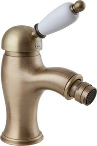 Смеситель для биде, с д/к, (цв.бронза, ручка цв.белый),  ZZ Cezares Elite ELITE-BSM1-02-Bi