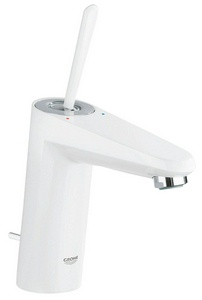 Смеситель для раковины, однорычажный, средний излив,гибкая подводка, дон.клапан в компл., цвет белый/хром ZZ Grohe Eurodisk Joystick 23427LS0