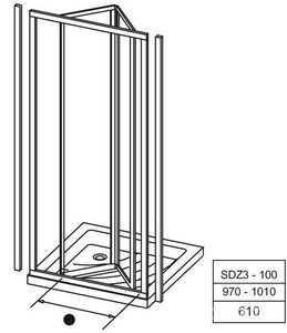 Душевая дверь -100 профиль белый, стекло прозрачное ZZ Ravak SDZ3 02VA0100Z1
