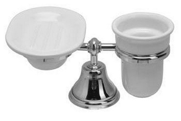 Мыльница и стакан настольные (бронза/керамика), Old italy XX