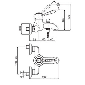 Смеситель для ванны, (цв. бронза),  ZZ Fima Carlo Frattini Bell F3364/1BR