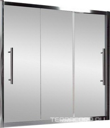 Штора на ванну сдвижн.(вправо/влево) 3-х секц., 190(188-192)хh145см,(вход 109см), устан. в нишу, (проф.цв.хром, стекло 6/8мм прозрачое), Trio XX