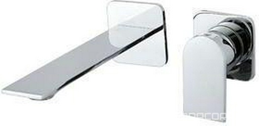 Смеситель для раковины, встраиваемый в стену, излив 186мм слева, ручка справа, (цв. чёрный/хром), Ran XX