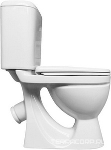 Унитаз-компакт "", косой выход, арматура 1-режим. Alcaplast, сиденье дюропласт с микролифтом, крепление в комплекте Sanita Стандарт WC.CC/Standart/2-DM/WHT.G/S1 (SDTSACC01030712)