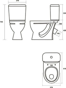 Унитаз-компакт "", косой выход, арматура 1-режим. Alcaplast, сиденье дюропласт с микролифтом, крепление в комплекте Sanita Стандарт WC.CC/Standart/2-DM/WHT.G/S1 (SDTSACC01030712)