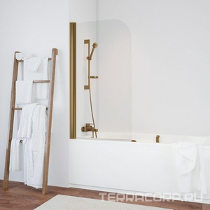 Шторка на ванну 75*140 см, профиль бронза, стекло прозрачное ZZ Vegas Glass EV EV760501/EV750501