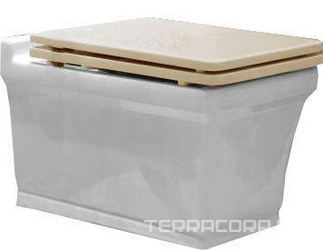 Унитаз подвесной 37х54см, сиденье с микролифтом (цв. Beige Lucido, петли цв. золото), крепёж в компл., Lutetia ZZ