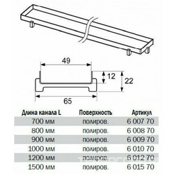 Основа под плитку для дренажного канала 900мм (нерж. сталь, прямая), Plate ZZ