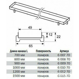 Основа под плитку для дренажного канала 900мм (нерж. сталь, прямая), Plate ZZ Tece Tecedrainline 600970