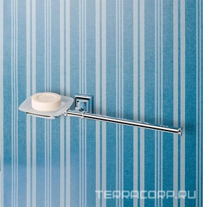 Полотенцедержатель+мыльница, крепление справа, (стекло матовое, креплен. цв.хром),  Colombo Portofino B3274 SX