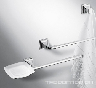 Полотенцедержатель+мыльница, крепление справа, (стекло матовое, креплен. цв.хром),  Colombo Portofino B3274 SX