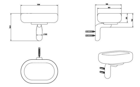 Мыльница настенная, (белая керамика, держатель цв. хром шлифован.),  ZZ Gessi Goccia 38001 147