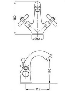 Смеситель для раковины, с д/к, (цв. бронза),  ZZ Gaia Newport RB034 BR