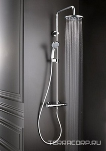 Душевая стойка для душа с термостатом, ручной душ + верхний душ 200мм + шланг 1600мм, цв.хром Jacob Delafon July E45716-CP