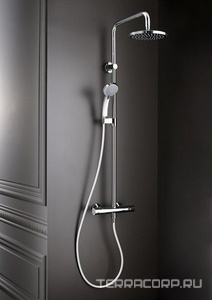 Душевая стойка для душа с термостатом, ручной душ + верхний душ 200мм + шланг 1600мм, цв.хром Jacob Delafon July E45716-CP