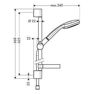 Душевая стойка h 65см, лейка, шланг 1,6м, мыльница,  в компл., (цв.хром),  100 Hansgrohe Croma 27775000