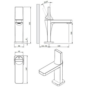Смеситель для раковины, БЕЗ д/к, (цв. хром),  ZZ Sanindusa Line 555030111