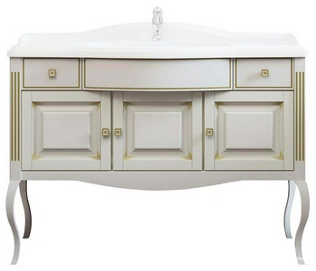 Тумба напольная  120, 1200x940x540 мм,  БЕЗ раковины  120, цвет белый с золотой патин.ZZ Opadiris Лаура Z0000009324