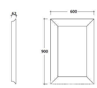 Зеркало 60хh90см, (не реверсивное), (рамка дерево цв. черный лак),  KL Galassia Ethos 8491NE