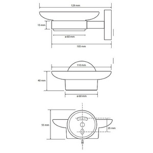 Мыльница настенная, (цв. черный матовый),  ZZ Bemeta Dark 104108040