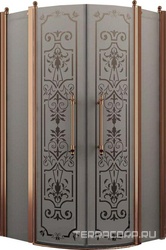 Душевое ограждение, 1/4 круга, R550, 1000х1000хh1950мм, 2 расп.двери с 2 неподв.сегм., (профиль цв. бронза, стекло 6мм матовое.с прозр.рис), Malme ZZ