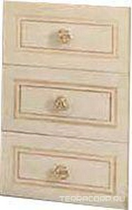 Шкаф дополн. для тумбы под раковину, 35,2х47см, 3 выдв. ящика, с внутр. ткан. обивкой, ручки цв. золото,  ZZ Labor Legno Hermitage HE 0/10СС OROV