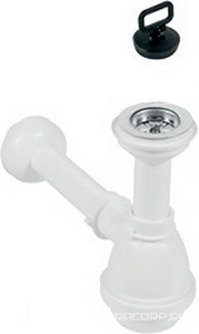 Сифон для хозяйственной раковины, пробка в компл., (пластик цв.белый, решетка нерж.сталь), Hatria,  ZZ Hatria Specials YXZ801
