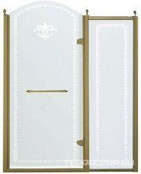 Дверь в нишу 1200хh2118мм, с неподв. сегментом, "Левая" петли (вход 600мм) слева, (стекло прозрачное с матовым узором, 8мм, фурн/бронза), Retro XX